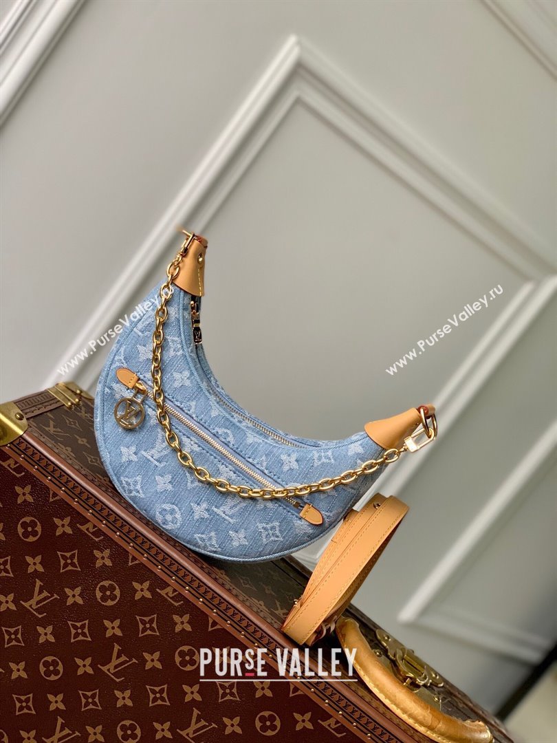 Louis Vuitton Loop Bag in Monogram Denim 100% GOTS-certified Cotton M24846 Blue 2024 (K-24061706)