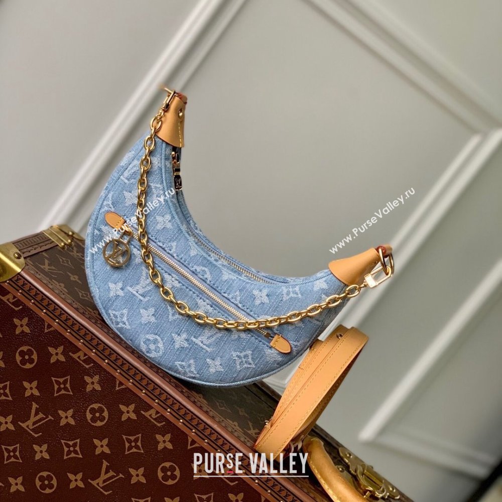 Louis Vuitton Loop Bag in Monogram Denim 100% GOTS-certified Cotton M24846 Blue 2024 (K-24061706)