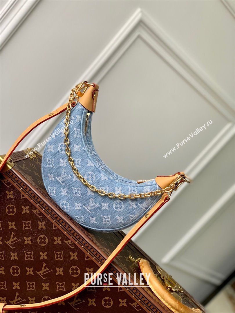 Louis Vuitton Loop Bag in Monogram Denim 100% GOTS-certified Cotton M24846 Blue 2024 (K-24061706)