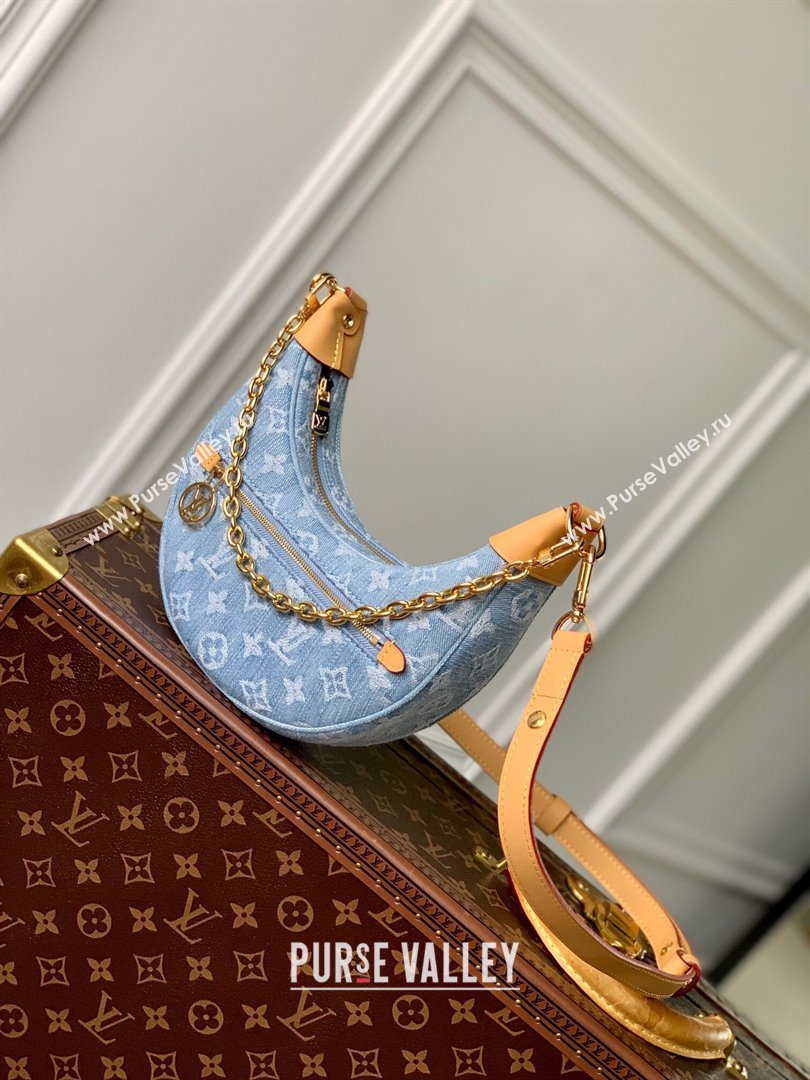 Louis Vuitton Loop Bag in Monogram Denim 100% GOTS-certified Cotton M24846 Blue 2024 (K-24061706)