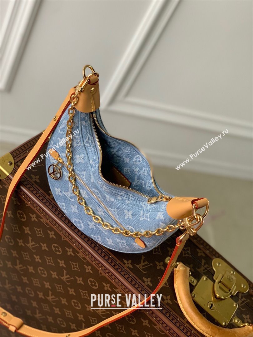 Louis Vuitton Loop Bag in Monogram Denim 100% GOTS-certified Cotton M24846 Blue 2024 (K-24061706)