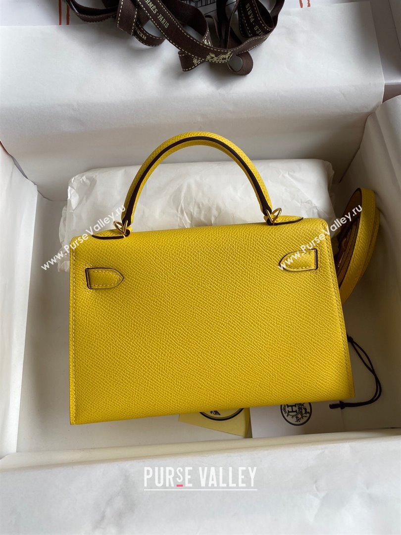 Hermes Mini Kelly II Bag 19cm in Original Epsom Leather Yellow/Gold 2024 (Full Handmade) (XYA-24030114)