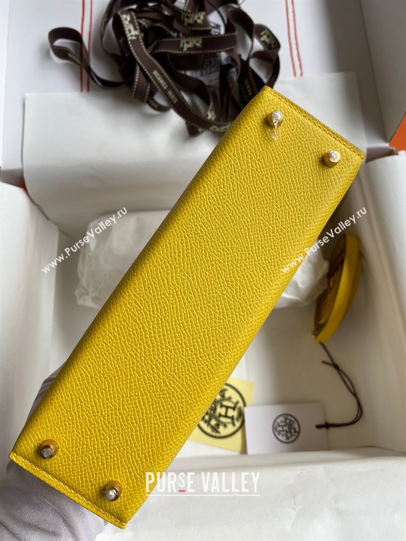 Hermes Mini Kelly II Bag 19cm in Original Epsom Leather Yellow/Gold 2024 (Full Handmade) (XYA-24030114)