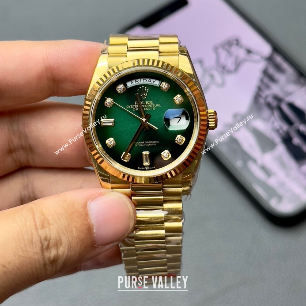 Rolex Datejust Watch 36mm Gold/Green 2024 Top (ZB-2411519)