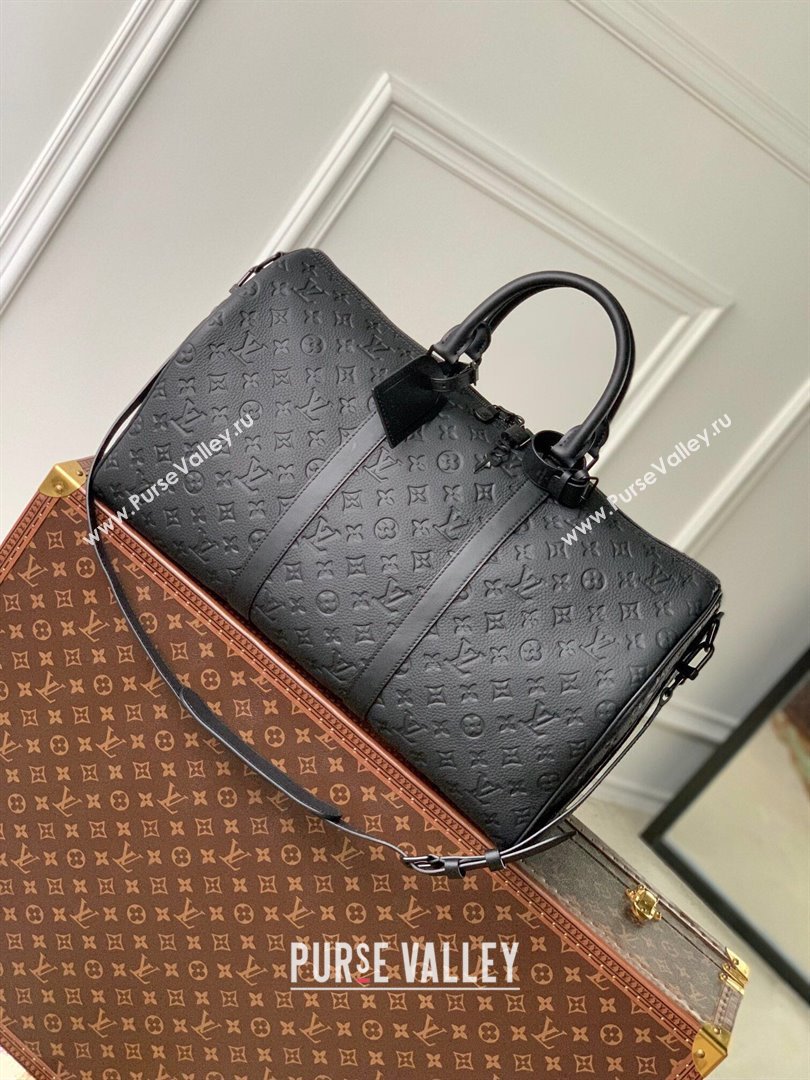 Louis Vuitton Keepall Bandouliere 50 in Black Taurillon Monogram Leather M59025 2024 (K-24061708)