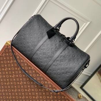 Louis Vuitton Keepall Bandouliere 50 in Black Taurillon Monogram Leather M59025 2024 (K-24061708)