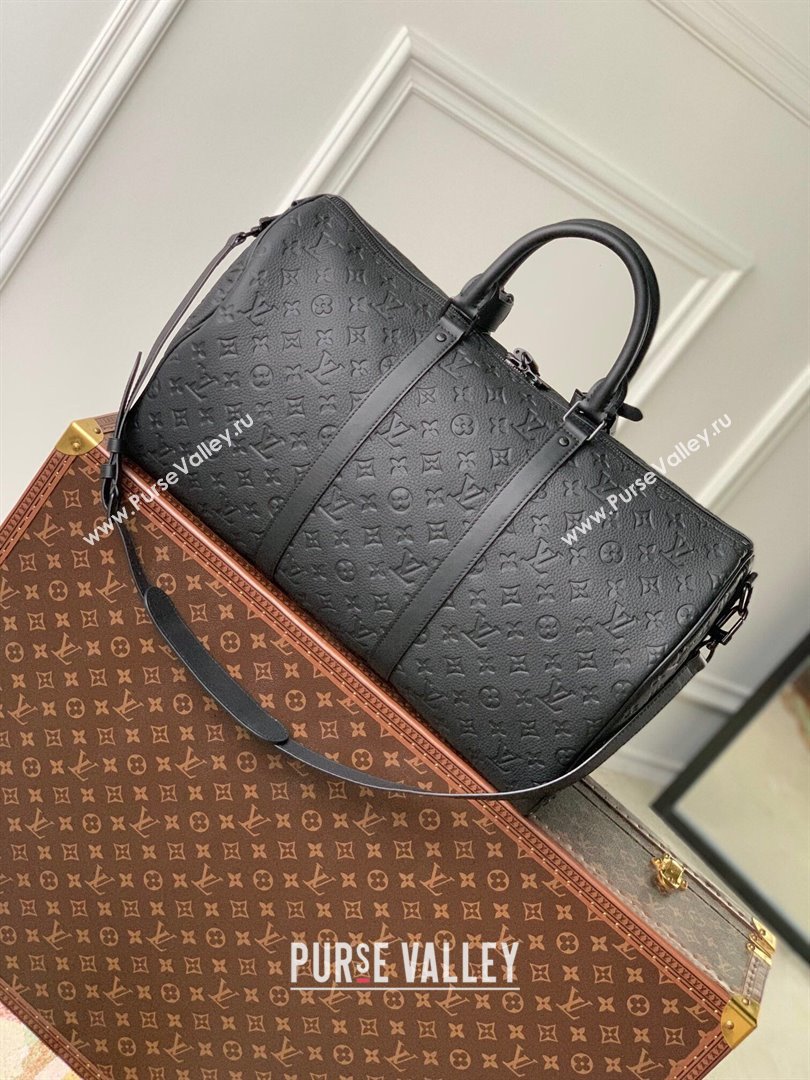 Louis Vuitton Keepall Bandouliere 50 in Black Taurillon Monogram Leather M59025 2024 (K-24061708)