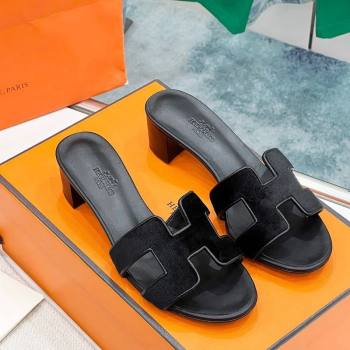 Hermes Oasis Classic Heel Slides Sandal 4.5cm in Velvet Black 2025 H02272 (MD-250227030)