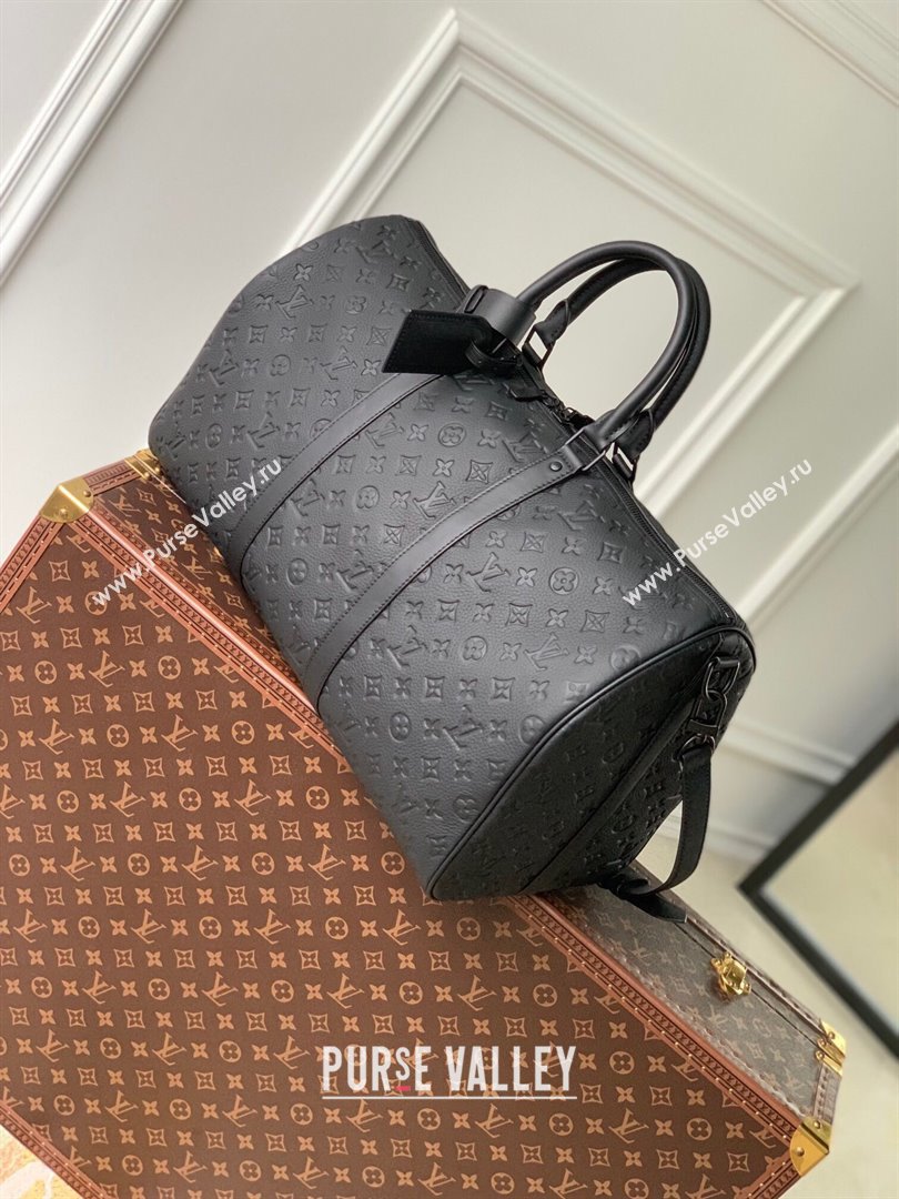 Louis Vuitton Keepall Bandouliere 50 in Black Taurillon Monogram Leather M59025 2024 (K-24061708)