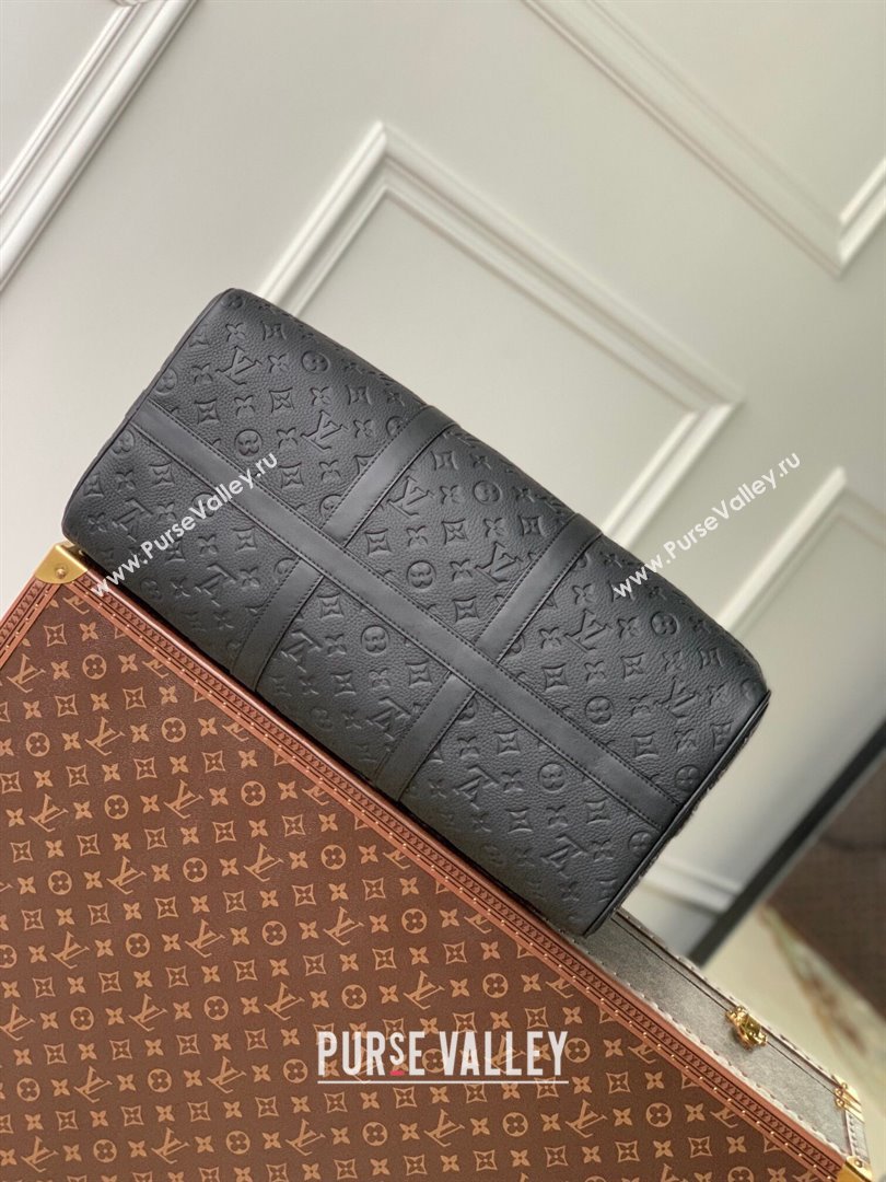 Louis Vuitton Keepall Bandouliere 50 in Black Taurillon Monogram Leather M59025 2024 (K-24061708)