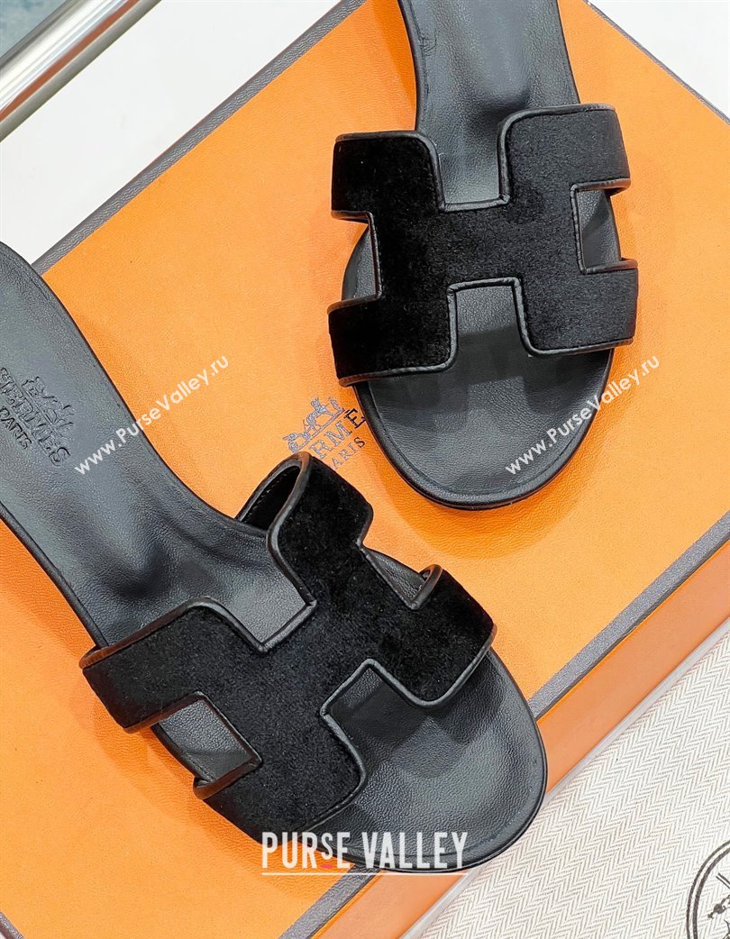 Hermes Oasis Classic Heel Slides Sandal 4.5cm in Velvet Black 2025 H02272 (MD-250227030)