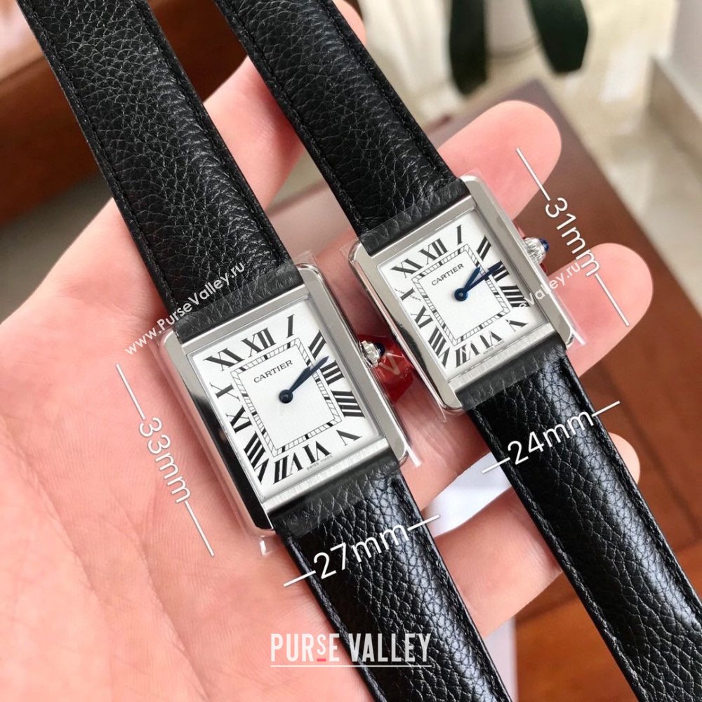 Cartier Tank Must Watch With Black Leather Strap 2024 (ZB-2411520 )