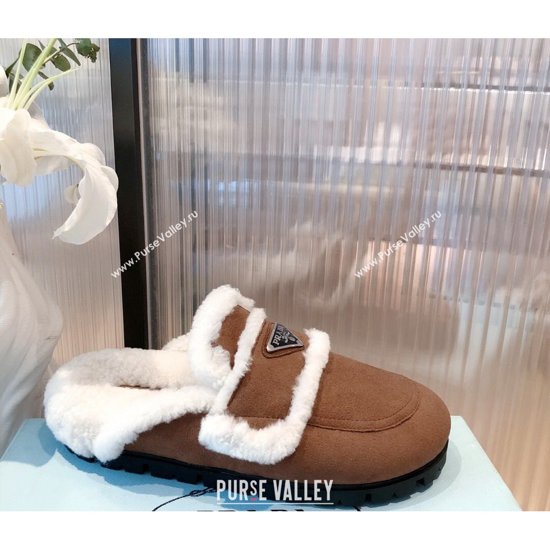 Prada Suede Shearling Slipper Dark Brown 2021 (KL-21081457)