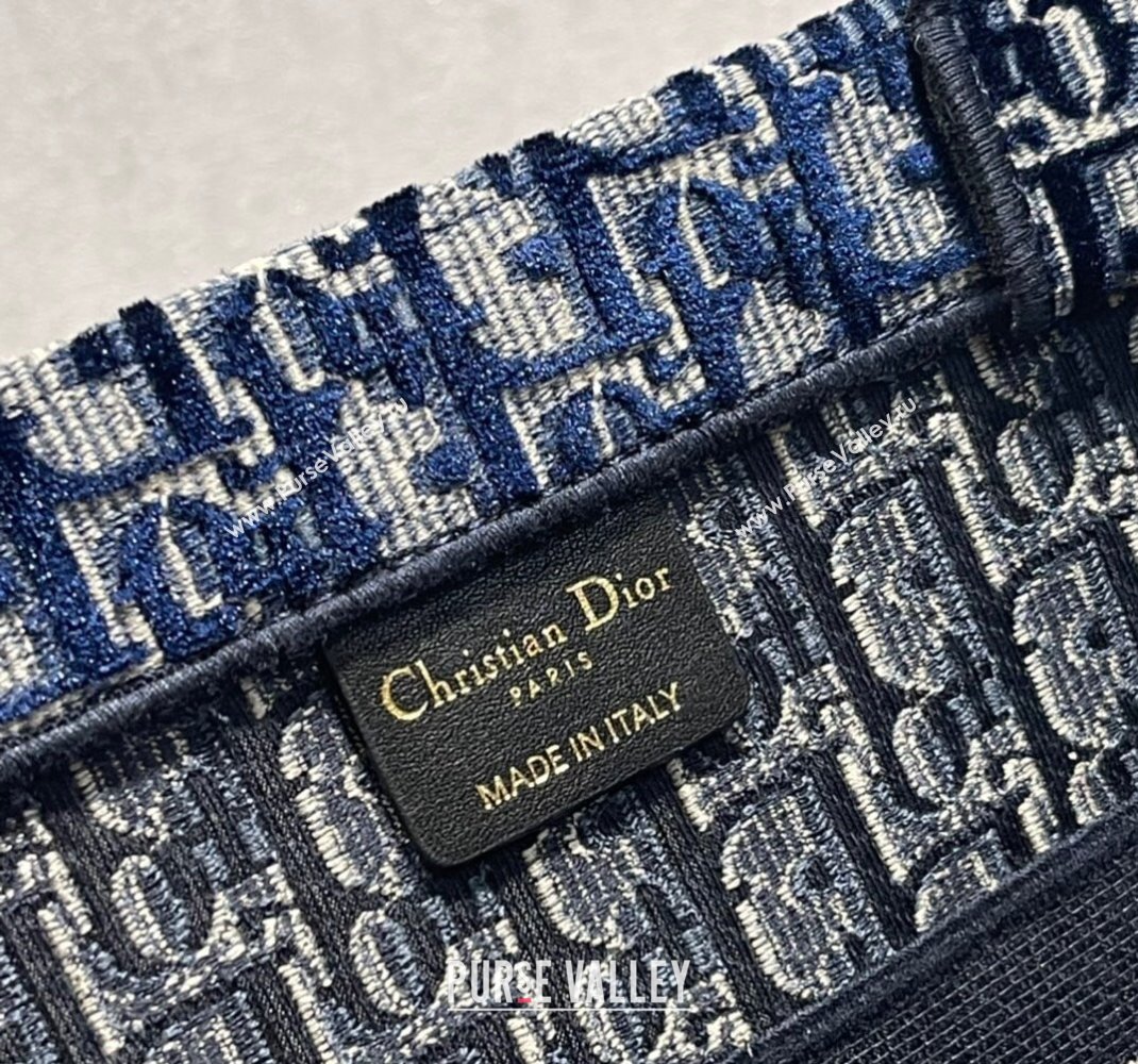 Dior Small Book Tote Bag in Blue Velvet Cannage Embroidery 2021 (XXG-21102022)