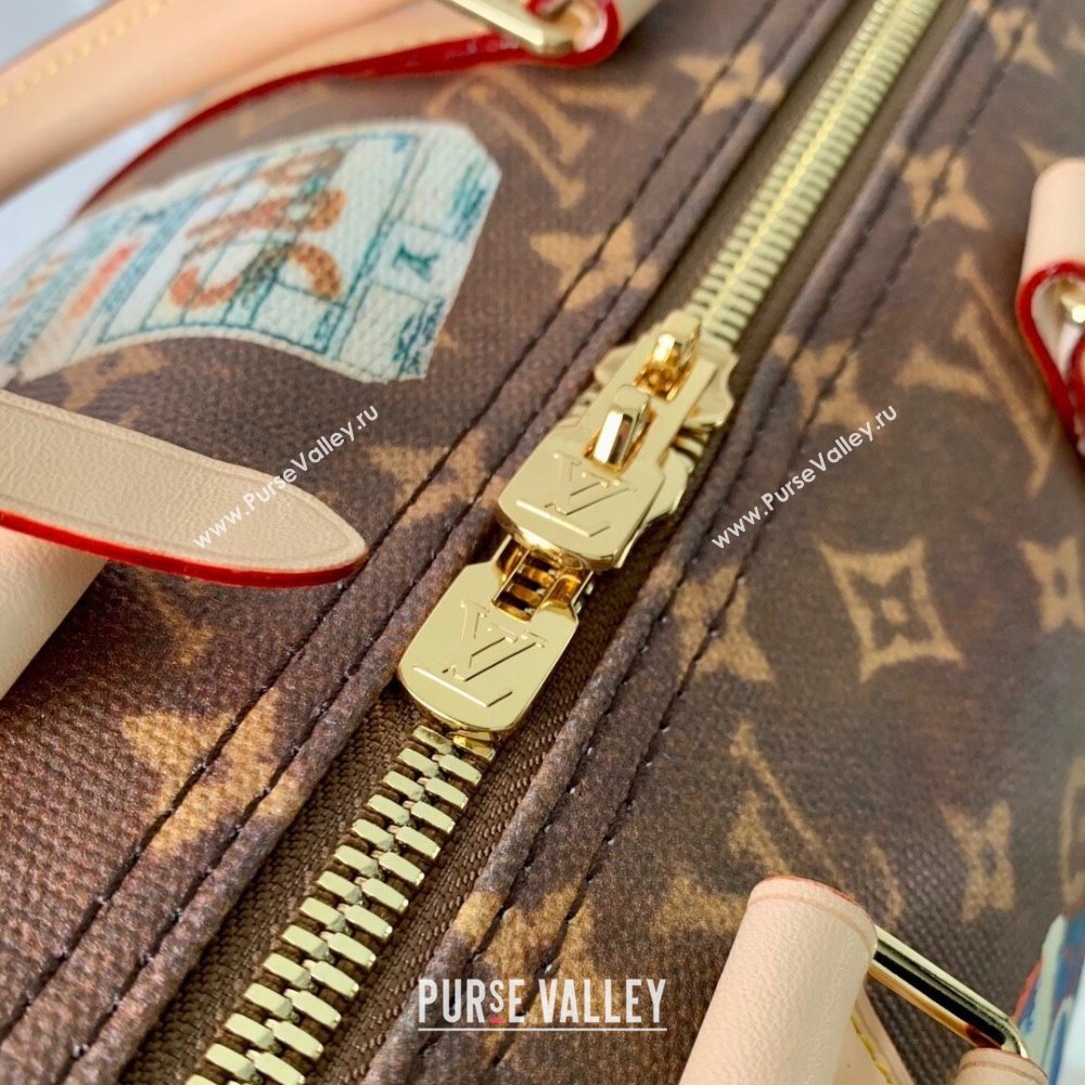 Louis Vuitton Keepall Bandouliere 45 Bag in Monogram Canvas with Vintage Hotel Labels M24960 Brown 2024 (K-24061709)