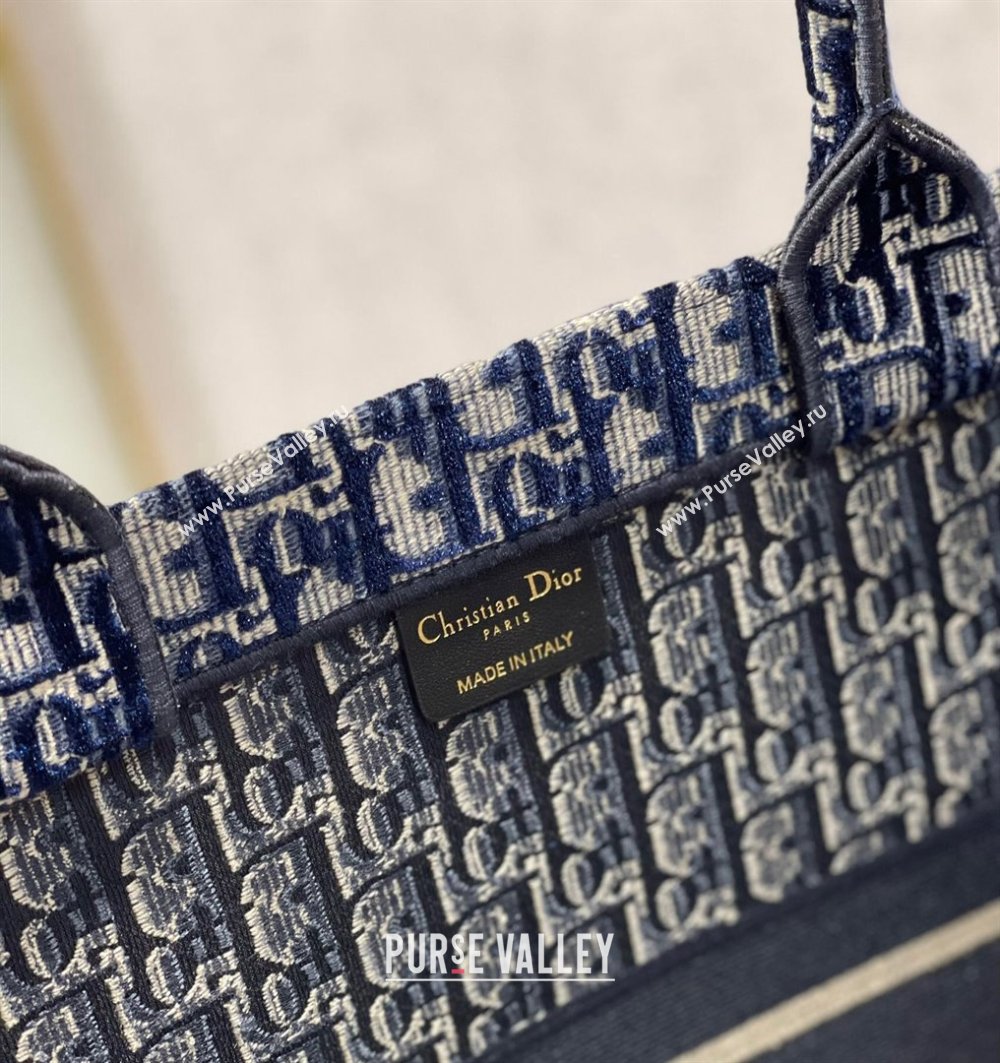 Dior Large Book Tote Bag in Blue Velvet Cannage Embroidery 2021 (XXG-21102021)