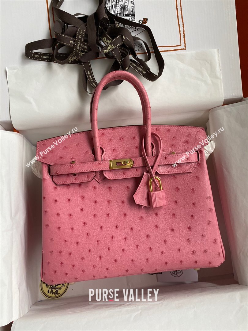 Hermes Birkin 25cm Bag in Ostrich Leather Bubble Pink/Gold 2024 (Full Handmade) (XYA-24081910)