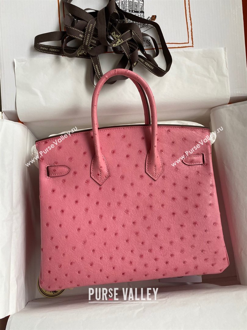 Hermes Birkin 25cm Bag in Ostrich Leather Bubble Pink/Gold 2024 (Full Handmade) (XYA-24081910)