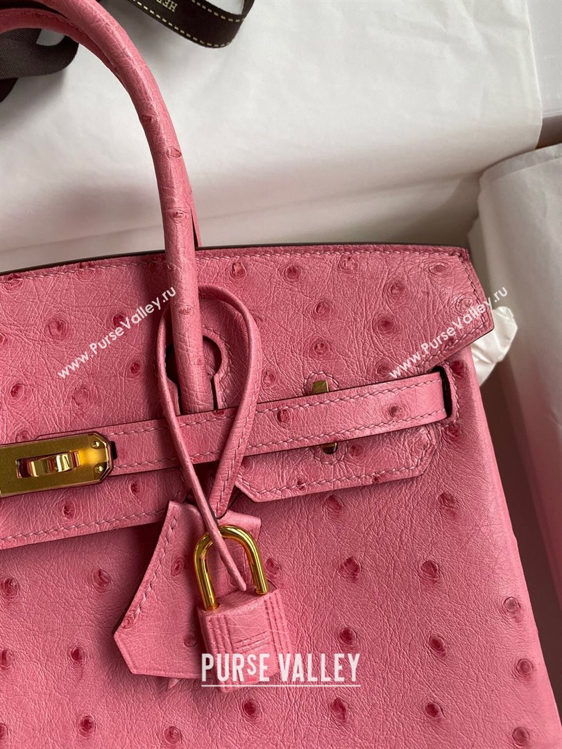 Hermes Birkin 25cm Bag in Ostrich Leather Bubble Pink/Gold 2024 (Full Handmade) (XYA-24081910)