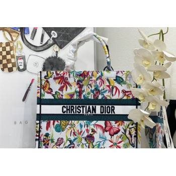 Dior Large Book Tote Bag in White Multicolor Toile de Jouy Fantastica Embroidery 2024 (DMZ-240312067)