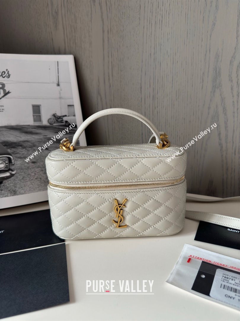 Saint Laurent Gaby Vanity Bag in Black Quilted Lambskin 766731 White 2024 Top Quality (HS-24121303)