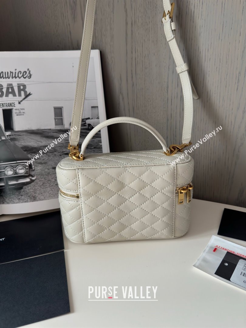 Saint Laurent Gaby Vanity Bag in Black Quilted Lambskin 766731 White 2024 Top Quality (HS-24121303)