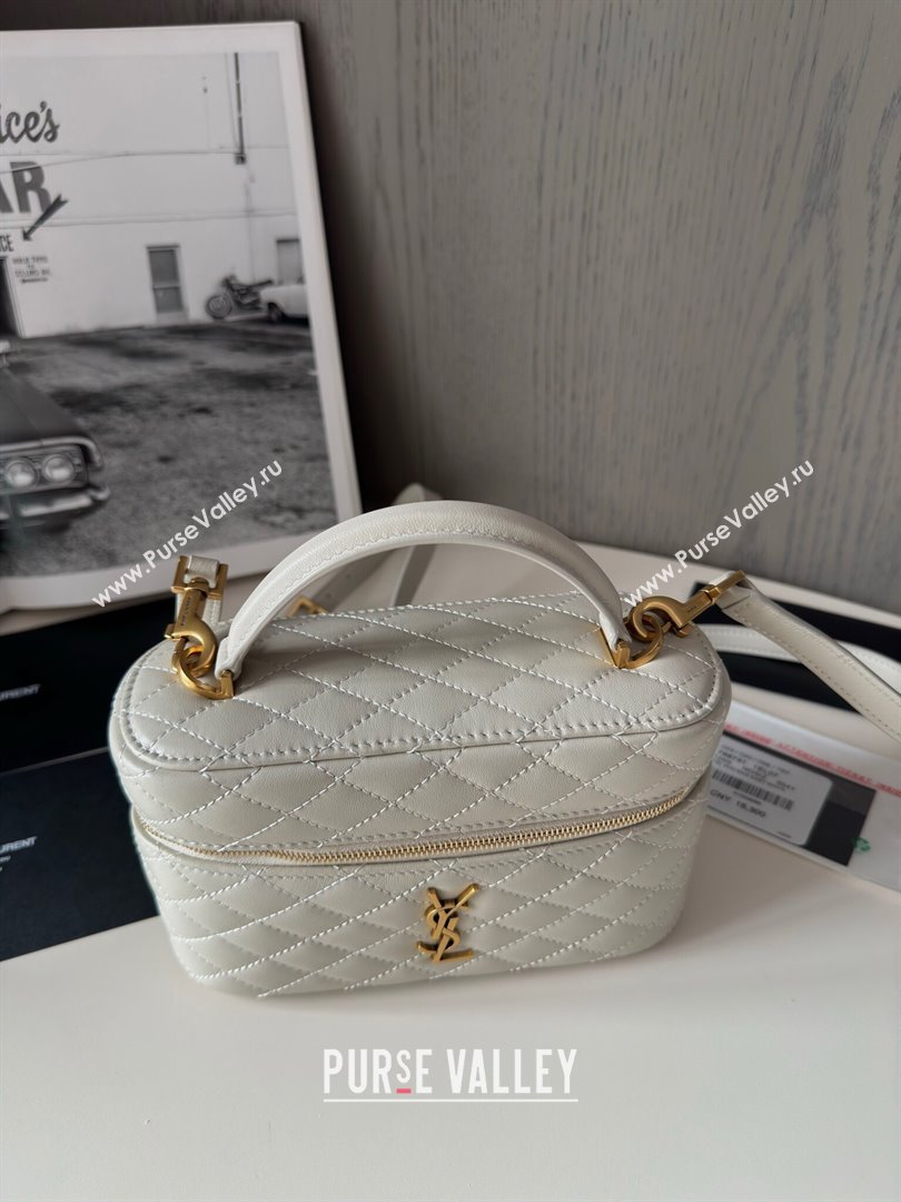 Saint Laurent Gaby Vanity Bag in Black Quilted Lambskin 766731 White 2024 Top Quality (HS-24121303)