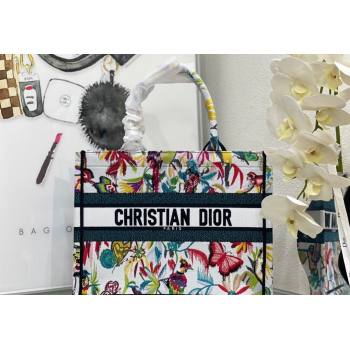 Dior Medium Book Tote Bag in White Multicolor Toile de Jouy Fantastica Embroidery 2024 (DMZ-240312068)
