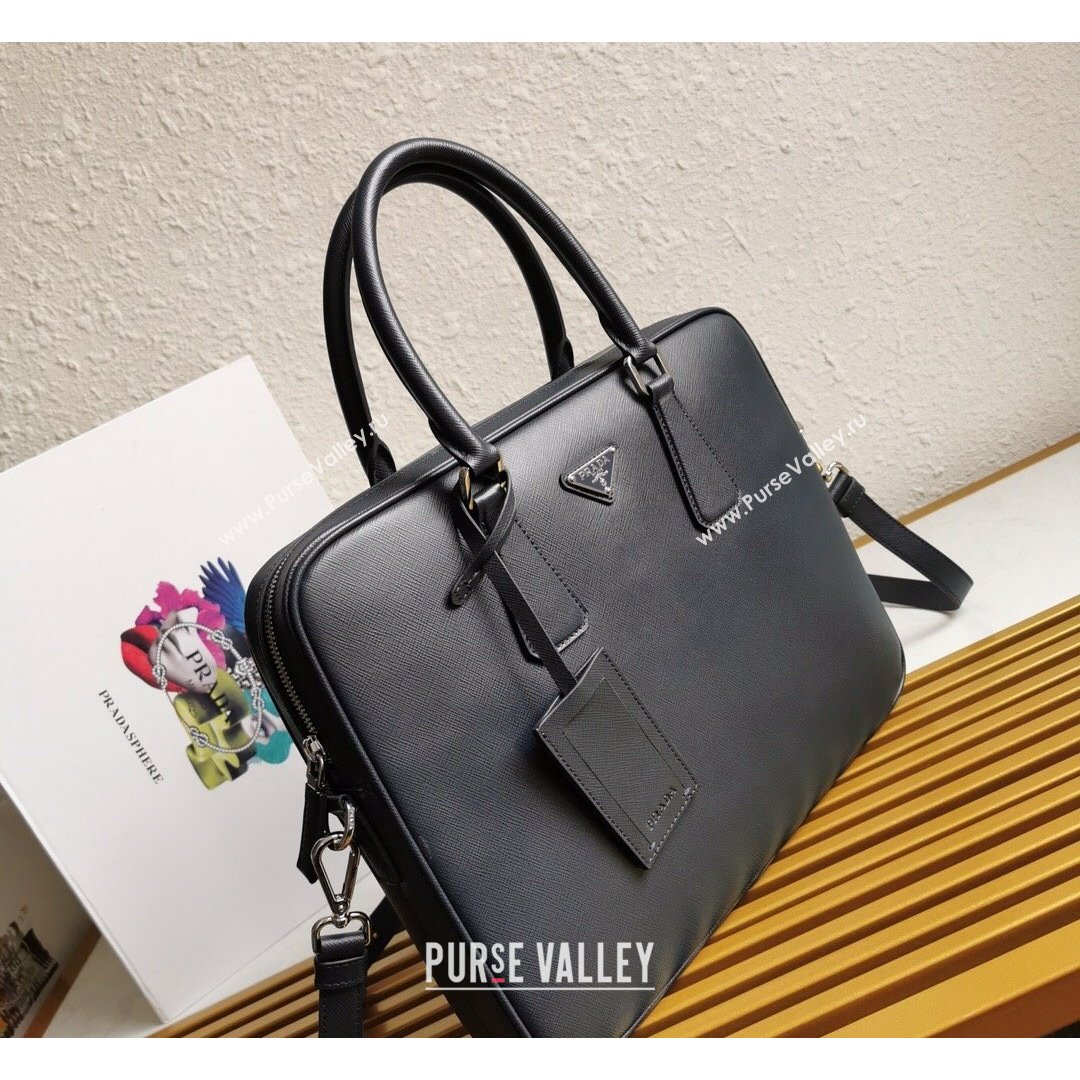 Prada Mens Saffiano Leather Business Briefcase Bag 2VE368 Dark Blue 2021 (YZ-21090913)