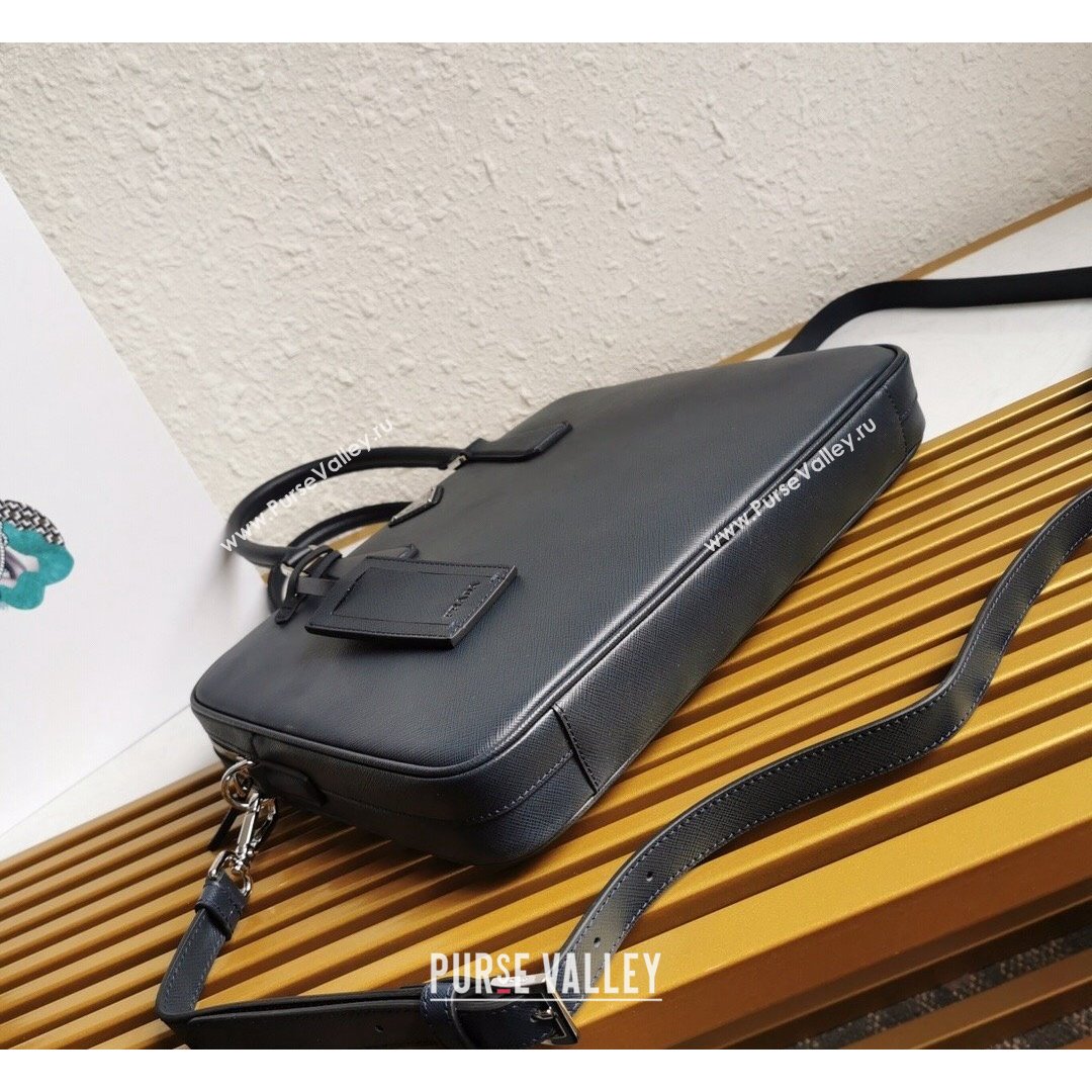 Prada Mens Saffiano Leather Business Briefcase Bag 2VE368 Dark Blue 2021 (YZ-21090913)