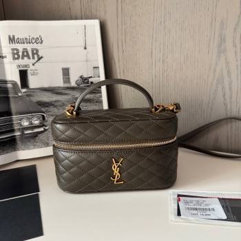 Saint Laurent Gaby Vanity Bag in Black Quilted Lambskin 766731 Green 2024 Top Quality (HS-24121304)