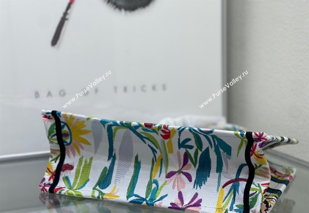 Dior Medium Book Tote Bag in White Multicolor Toile de Jouy Fantastica Embroidery 2024 (DMZ-240312068)
