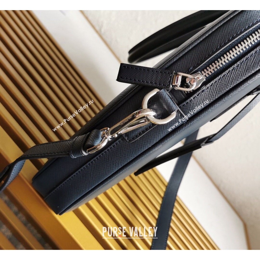 Prada Mens Saffiano Leather Business Briefcase Bag 2VE368 Dark Blue 2021 (YZ-21090913)