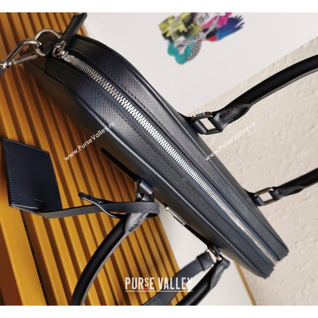 Prada Mens Saffiano Leather Business Briefcase Bag 2VE368 Dark Blue 2021 (YZ-21090913)