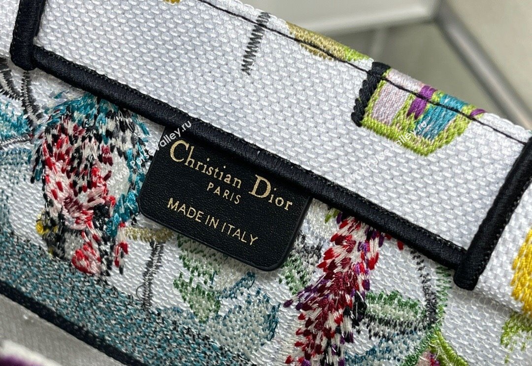 Dior Medium Book Tote Bag in White Multicolor Toile de Jouy Fantastica Embroidery 2024 (DMZ-240312068)
