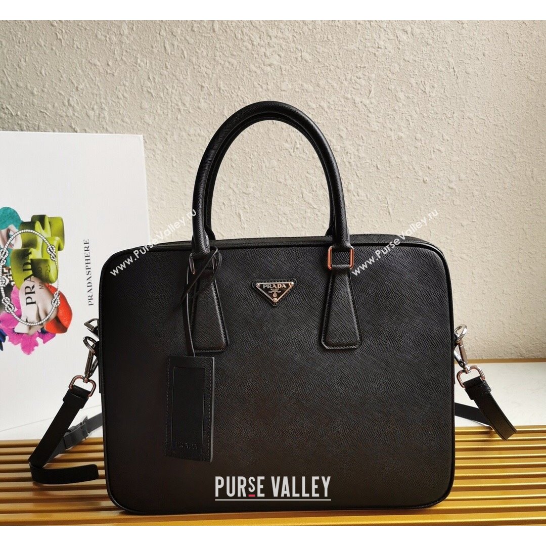 Prada Mens Saffiano Leather Business Briefcase Bag 2VE368 Black 2021 (YZ-21090912)