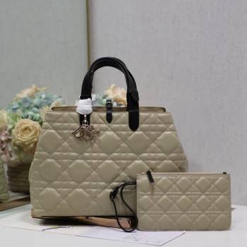 Dior Large Toujours Tote bag in Macrocannage Calfskin Beige/Black 2024 (XXG-240312069)