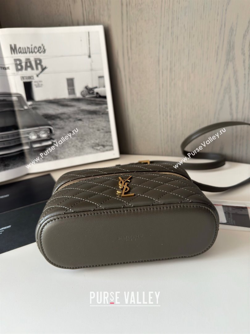 Saint Laurent Gaby Vanity Bag in Black Quilted Lambskin 766731 Green 2024 Top Quality (HS-24121304)