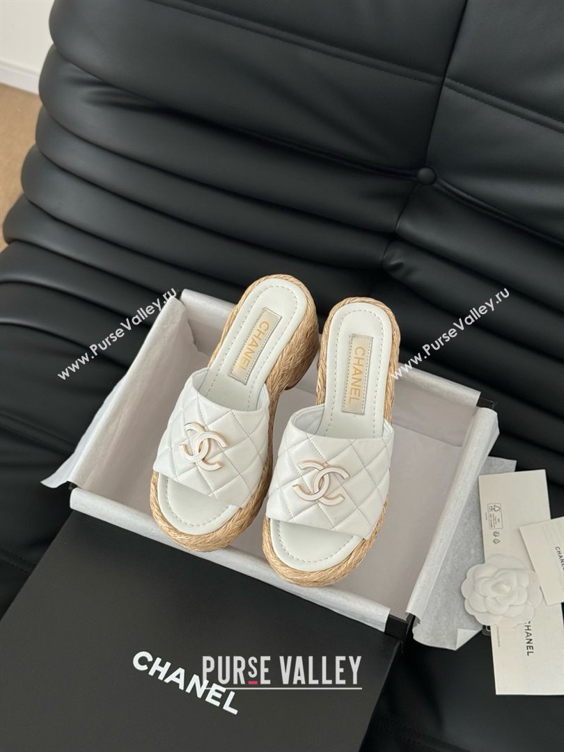 Chanel Lambskin Wedge Slide Sandal CH21401 White 2025 (Y30-25021406)