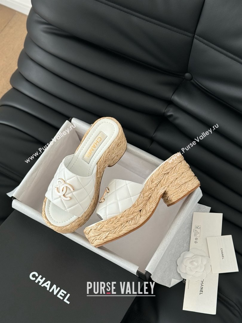 Chanel Lambskin Wedge Slide Sandal CH21401 White 2025 (Y30-25021406)