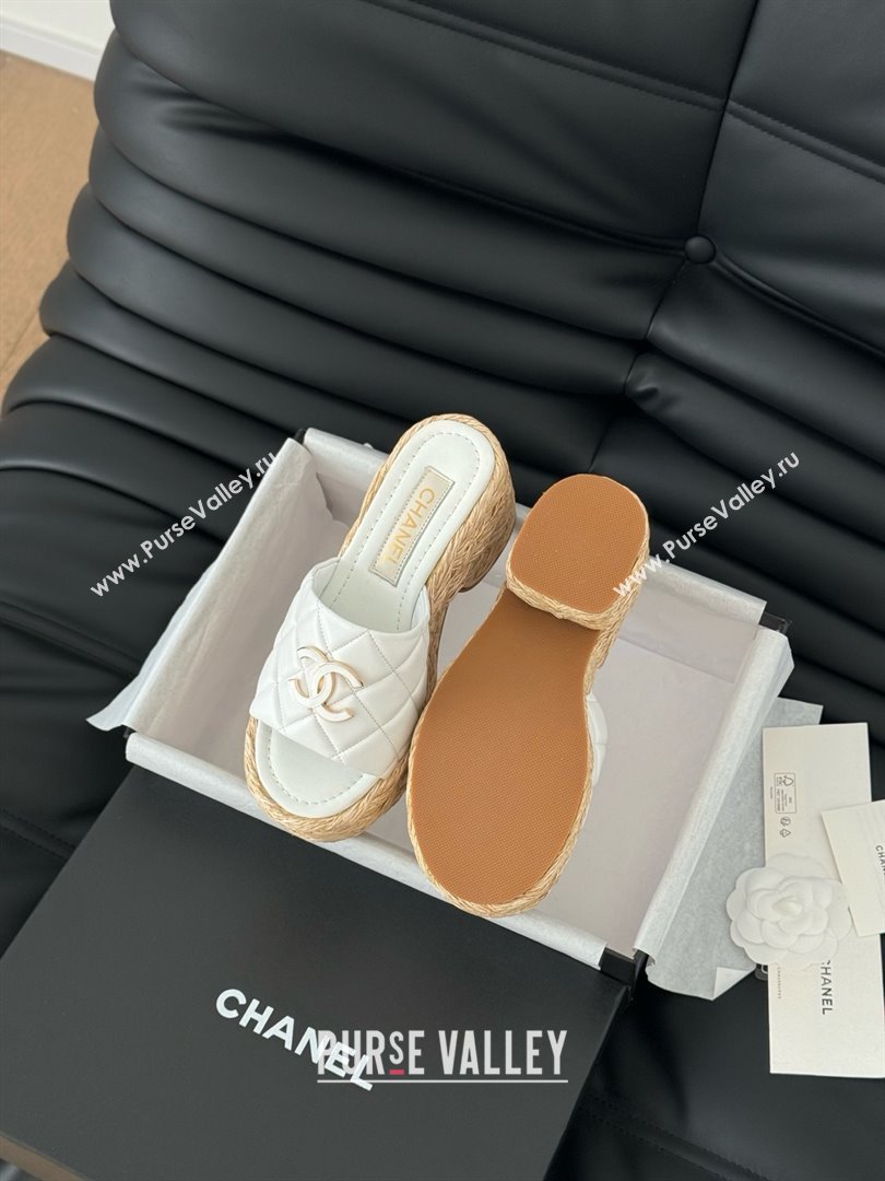 Chanel Lambskin Wedge Slide Sandal CH21401 White 2025 (Y30-25021406)