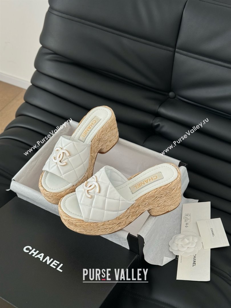 Chanel Lambskin Wedge Slide Sandal CH21401 White 2025 (Y30-25021406)