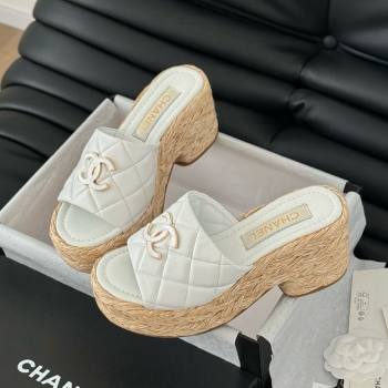 Chanel Lambskin Wedge Slide Sandal CH21401 White 2025 (Y30-25021406)