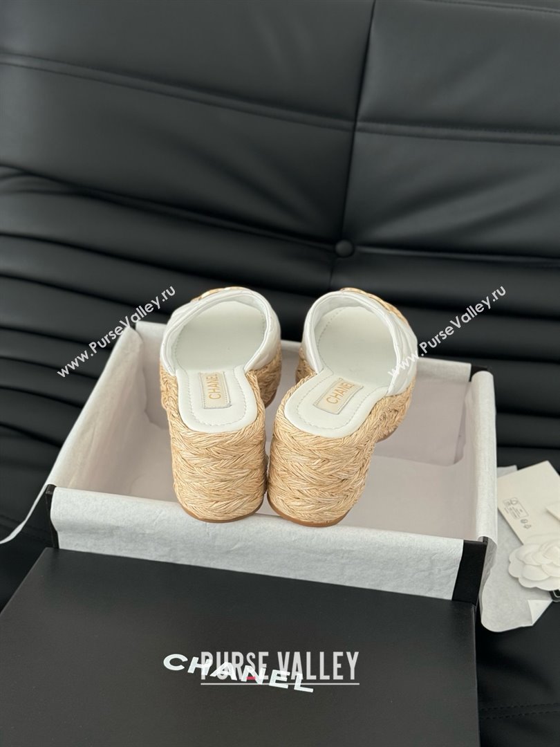 Chanel Lambskin Wedge Slide Sandal CH21401 White 2025 (Y30-25021406)