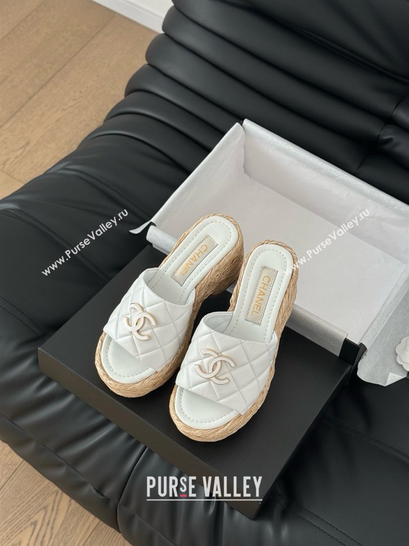 Chanel Lambskin Wedge Slide Sandal CH21401 White 2025 (Y30-25021406)