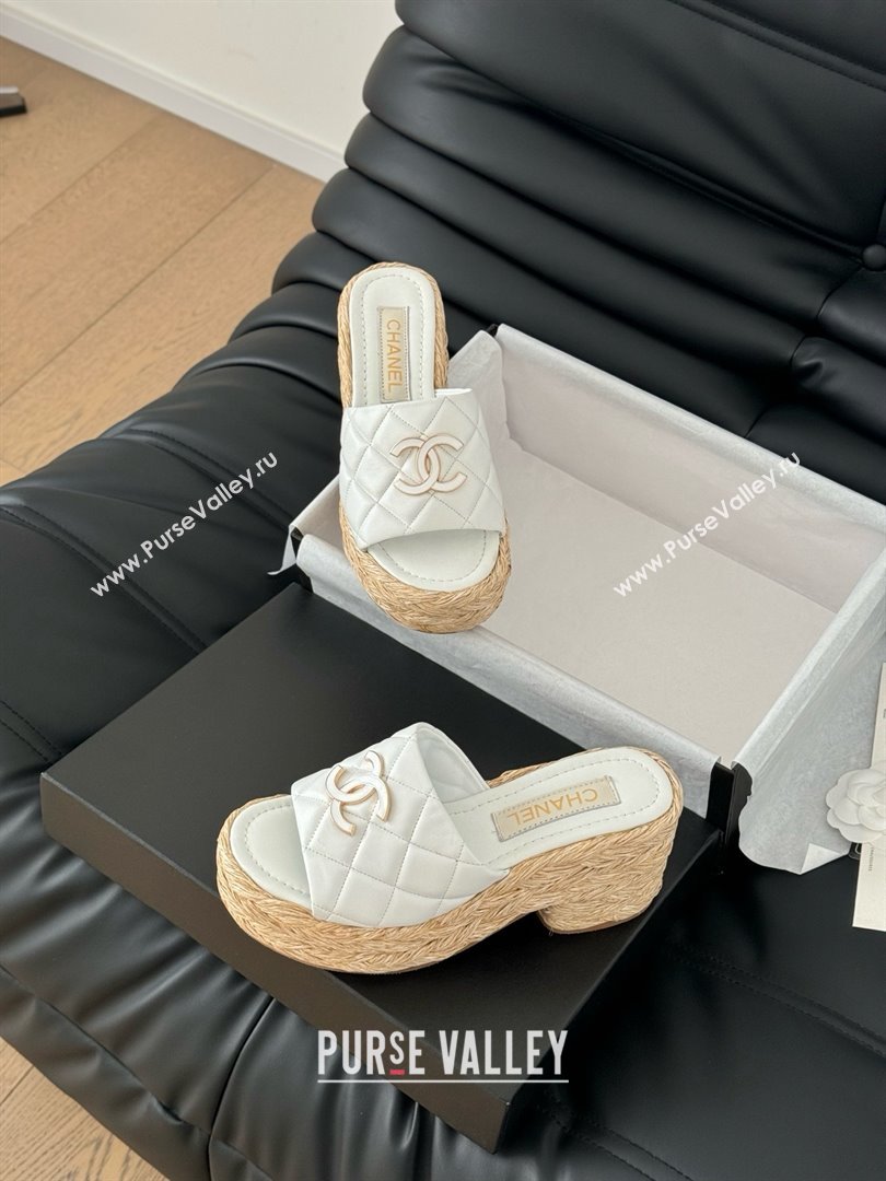 Chanel Lambskin Wedge Slide Sandal CH21401 White 2025 (Y30-25021406)