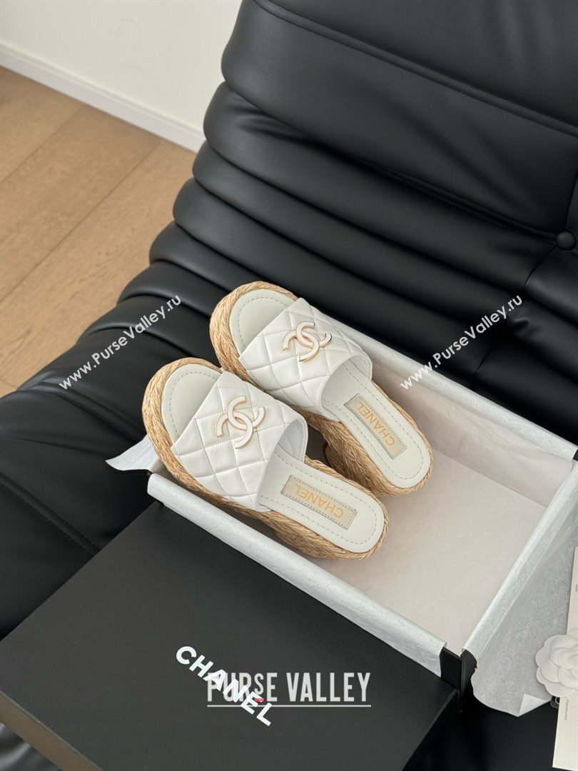 Chanel Lambskin Wedge Slide Sandal CH21401 White 2025 (Y30-25021406)