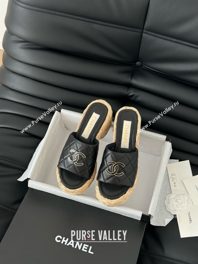 Chanel Lambskin Wedge Slide Sandal CH21401 Black 2025 (Y30-25021408)
