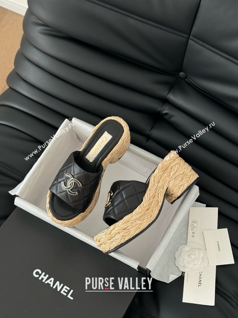 Chanel Lambskin Wedge Slide Sandal CH21401 Black 2025 (Y30-25021408)