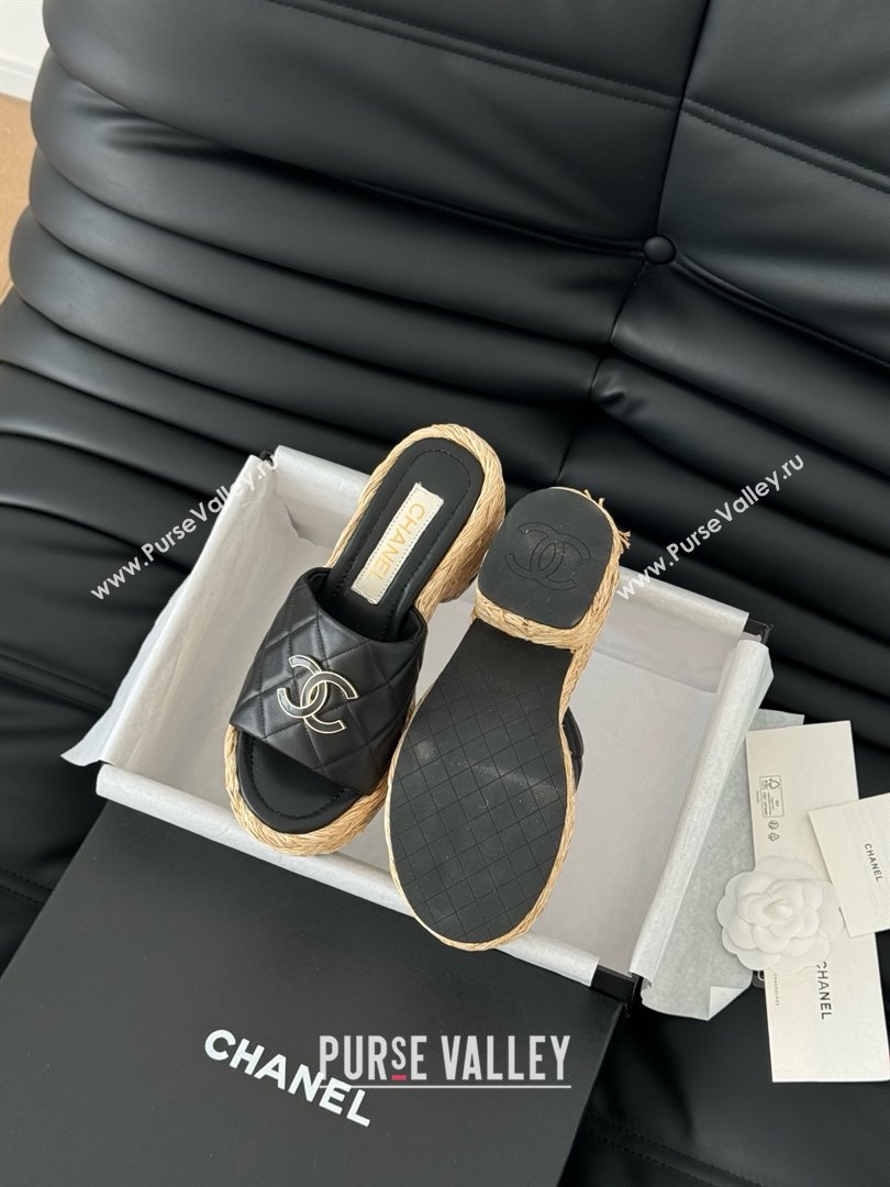 Chanel Lambskin Wedge Slide Sandal CH21401 Black 2025 (Y30-25021408)